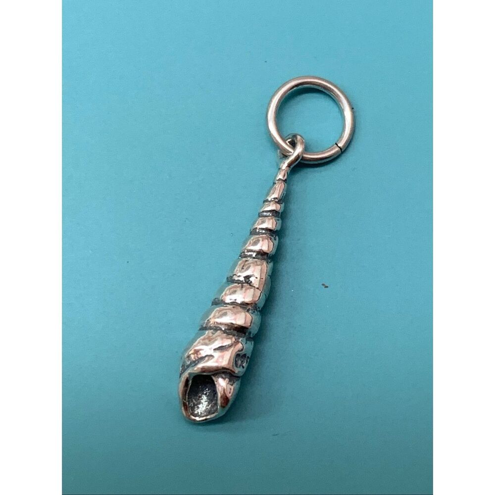 .925 Sea Shell Spindle Sterling Silver Jewelry Charm #beach